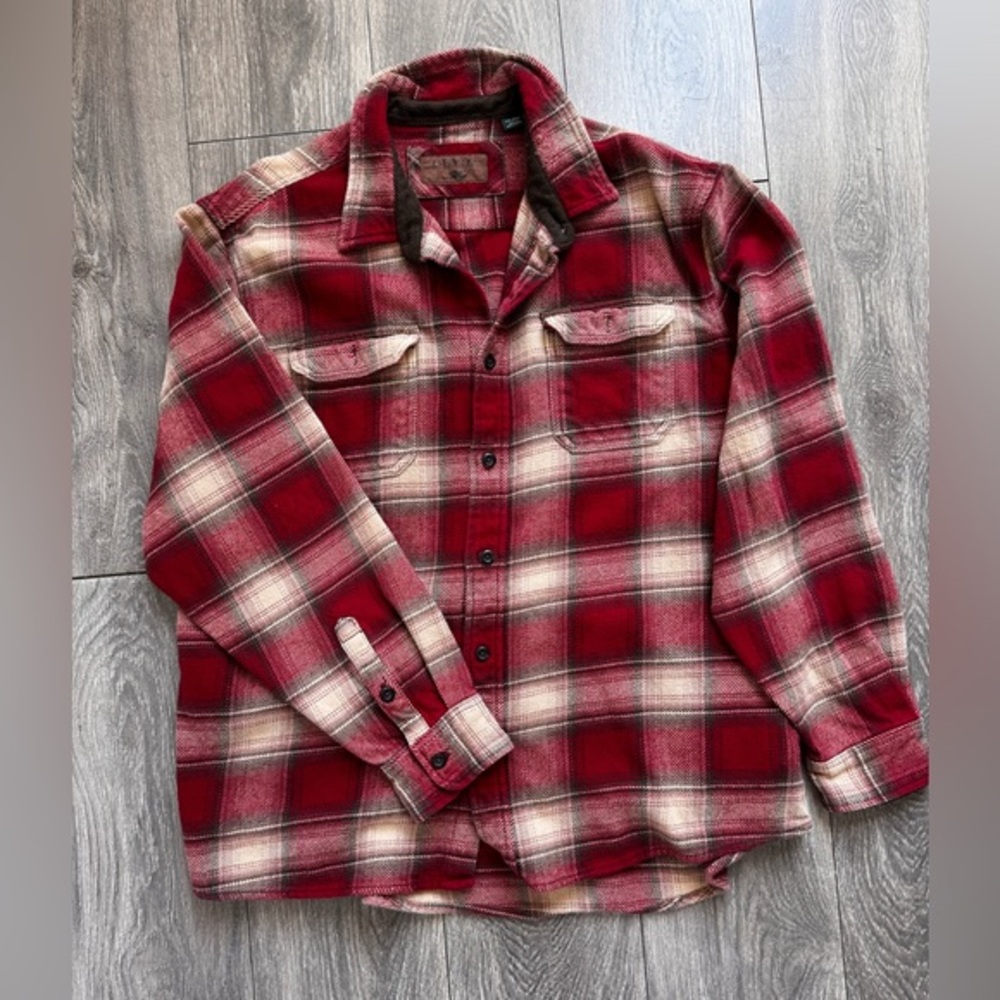 Orvis Red and Cream Thick Plaid Classic acollection Men's Shirt XXL